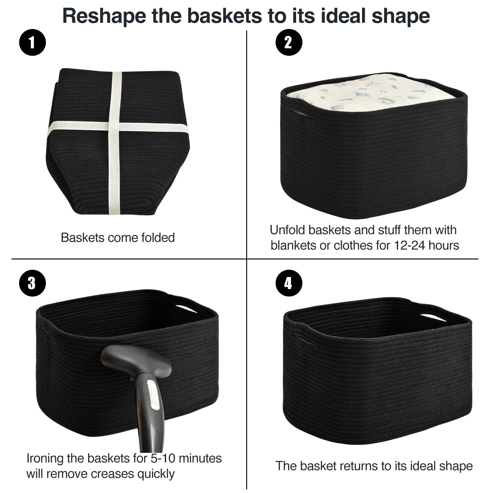 ICERZCZ 17x13x9.5 basket fits shelves while keeping items visible.