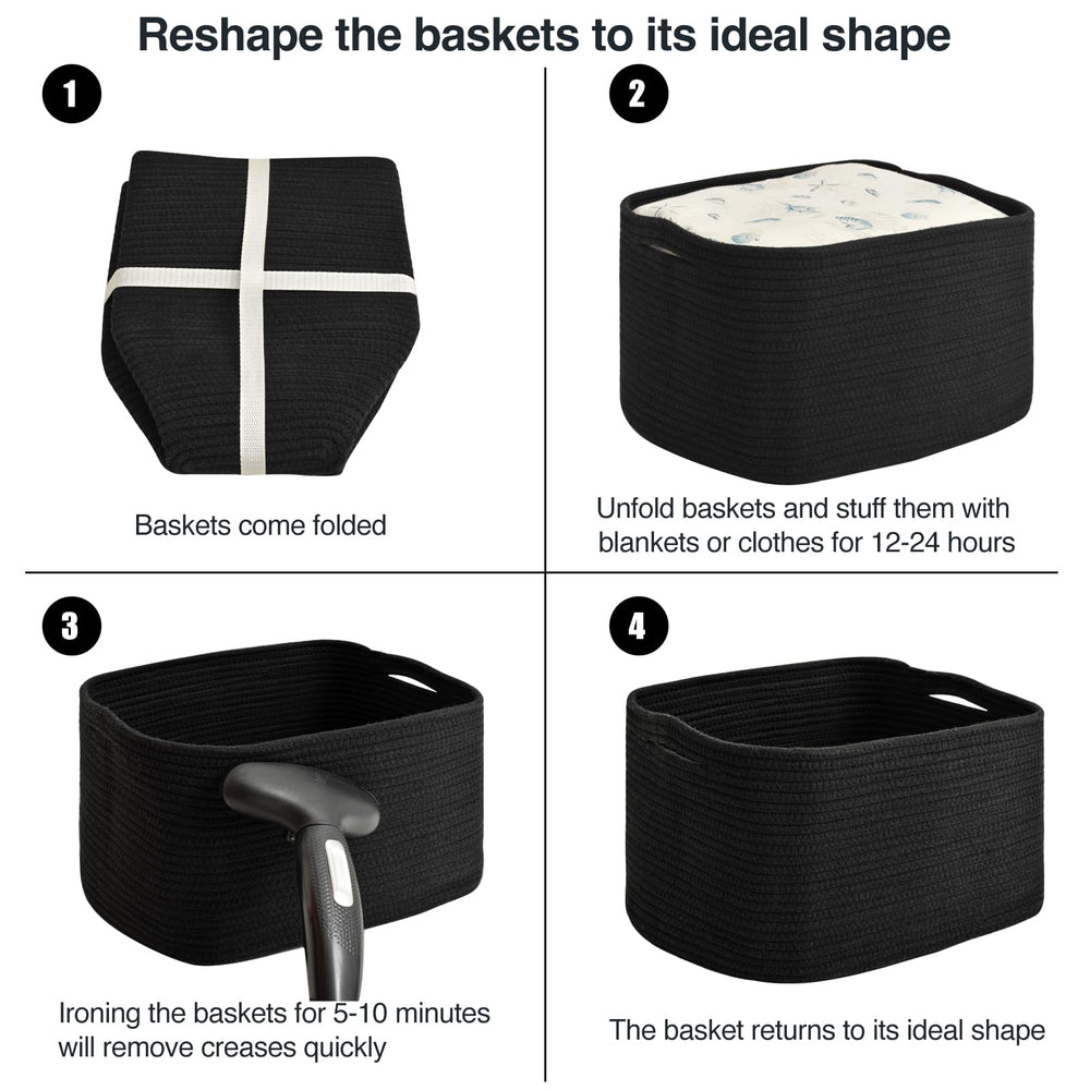 ICERZCZ 17x13x9.5 basket fits shelves while keeping items visible.