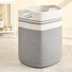 ICERZCZ 78L laundry hamper woven rope with handles, ideal for bedroom organization.