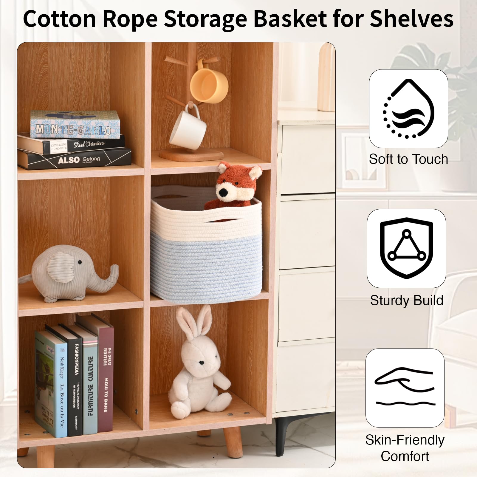 ICERZCZ foldable storage basket stores flat for compact when not in use.