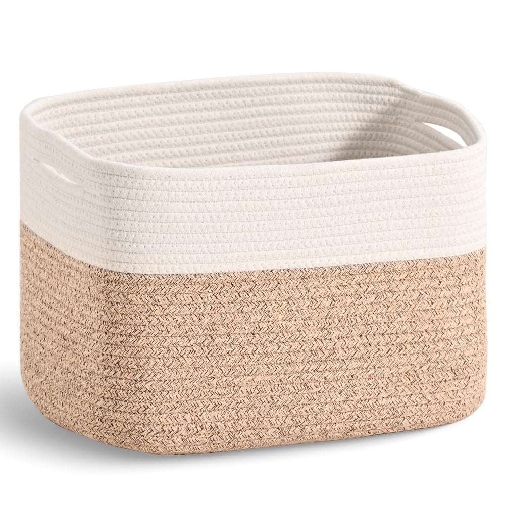 ICERZCZ basket front view highlights sturdy cotton rope for clutter-free living.