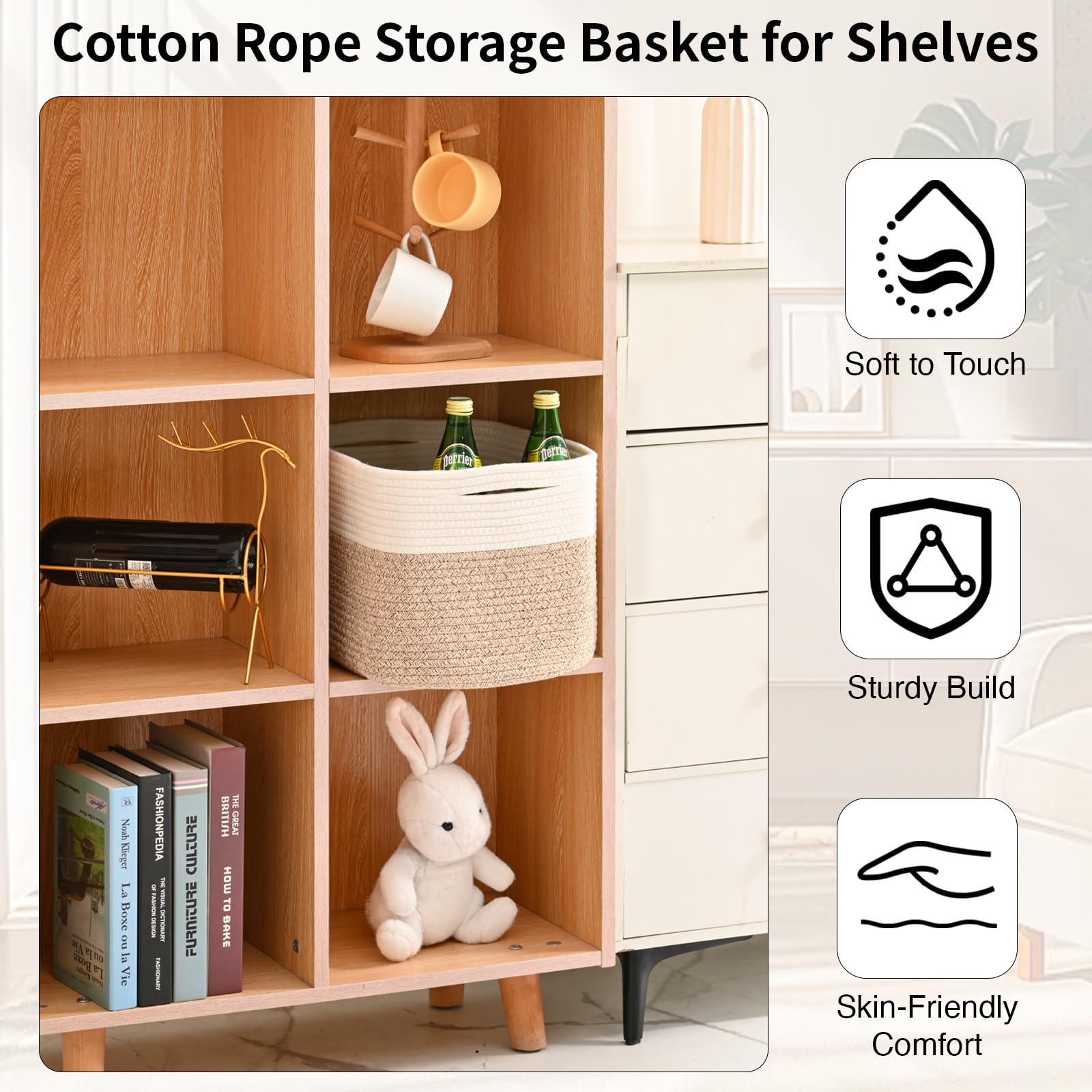 ICERZCZ basket nursery toy-bin eases cleanup with gentle style.