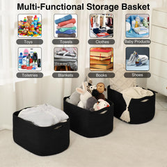 ICERZCZ black cotton rope basket durable and stylish for home decor.