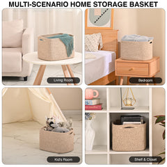 ICERZCZ brown storage basket in living room adds minimalist decor and organization.