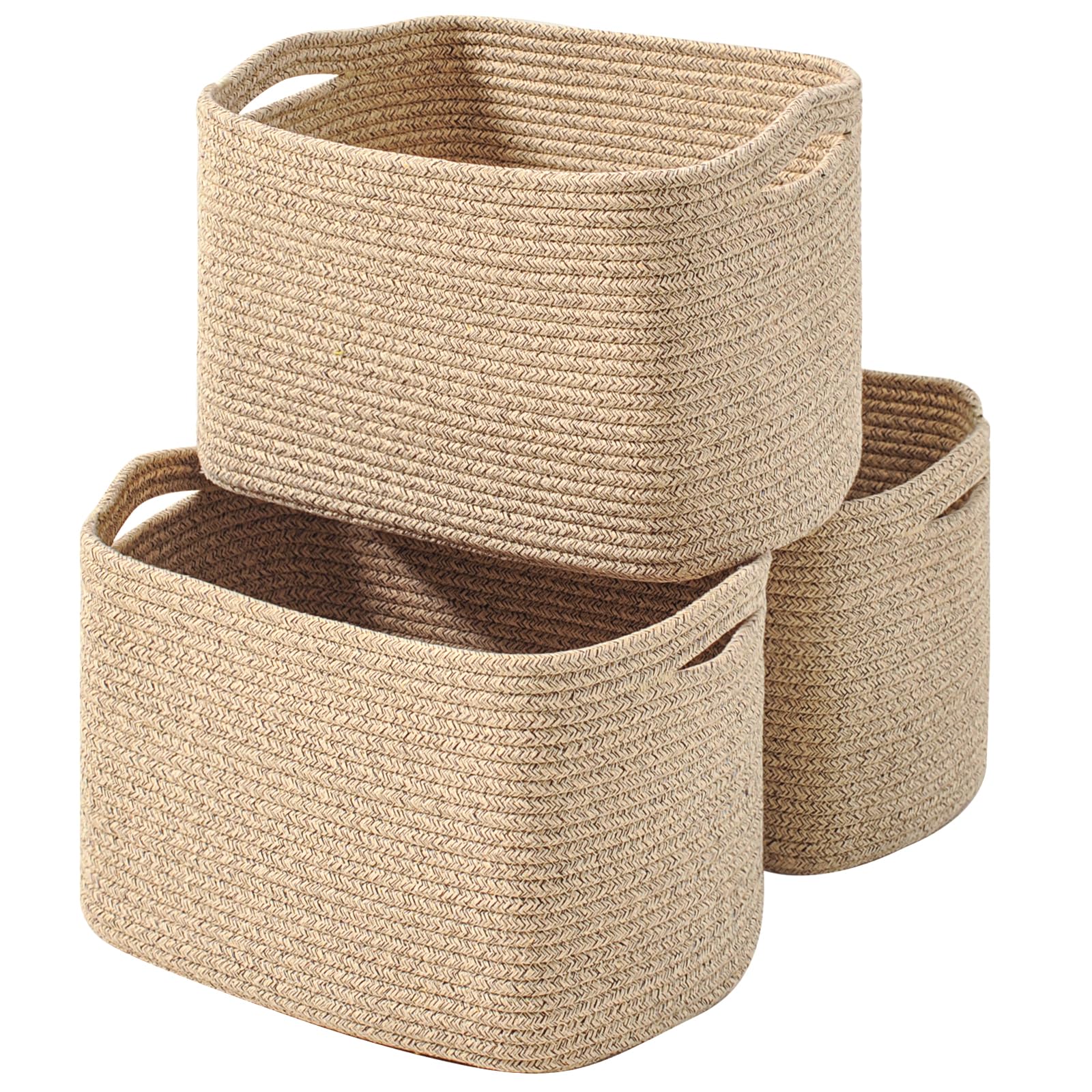ICERZCZ decorative storage baskets show folding-design for easy shelf organization.