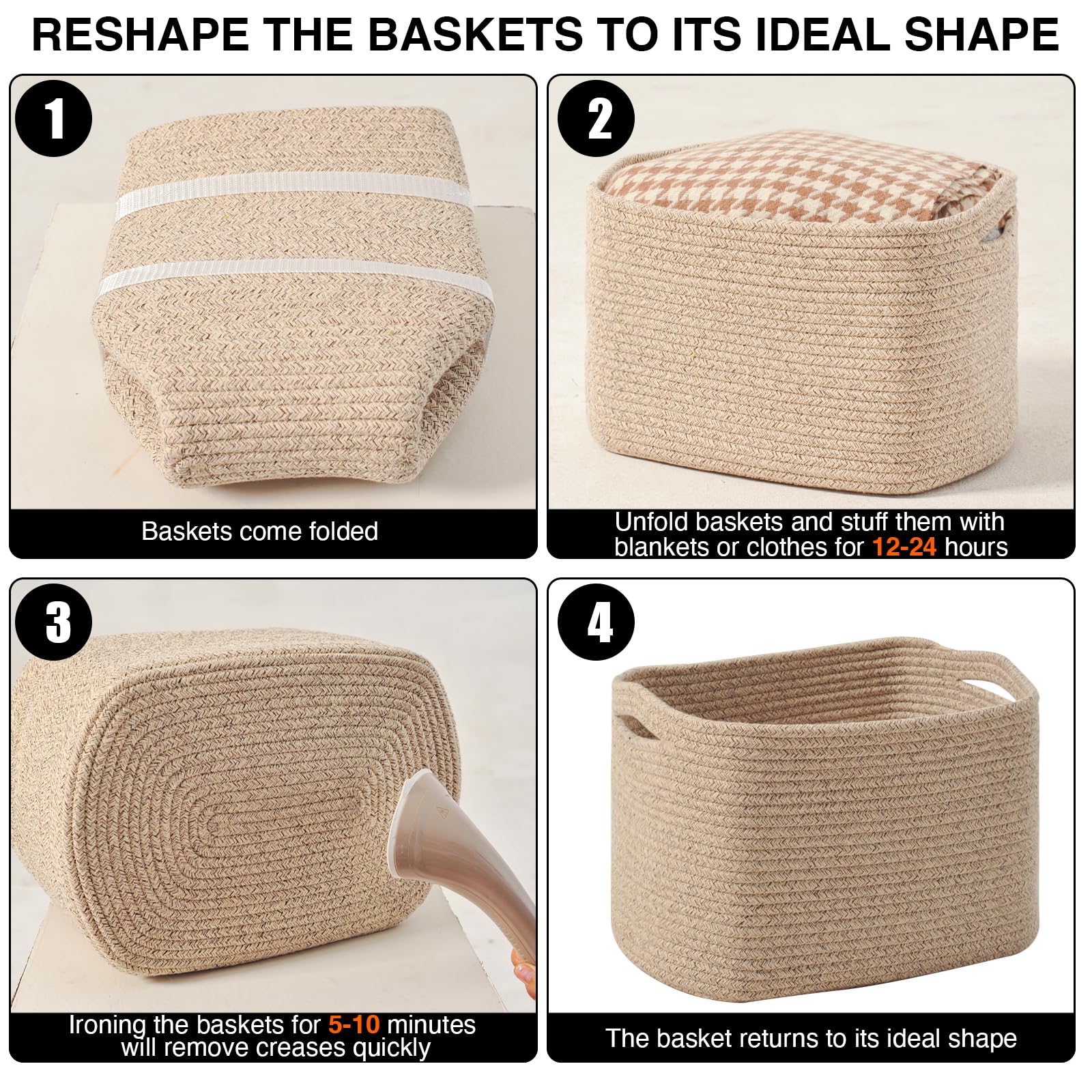 ICERZCZ durable handmade rope baskets resist heavy loads without deforming.