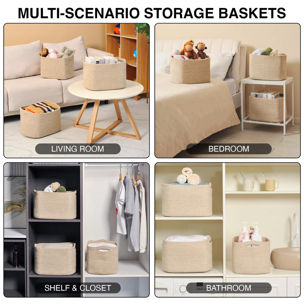 ICERZCZ baskets with handles enable easy carrying during room reorganization.
