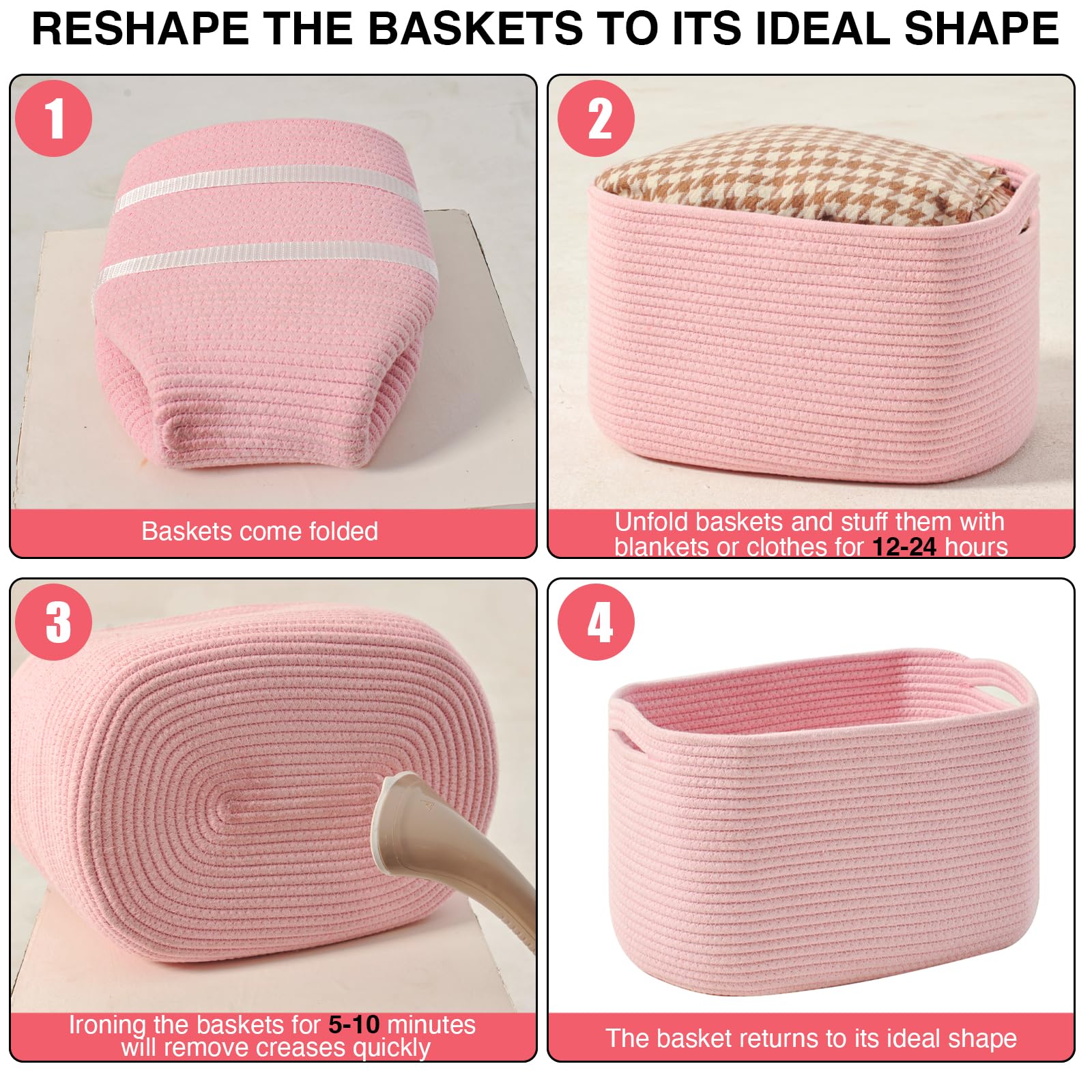 ICERZCZ home decor pink storage basket blends style with everyday use