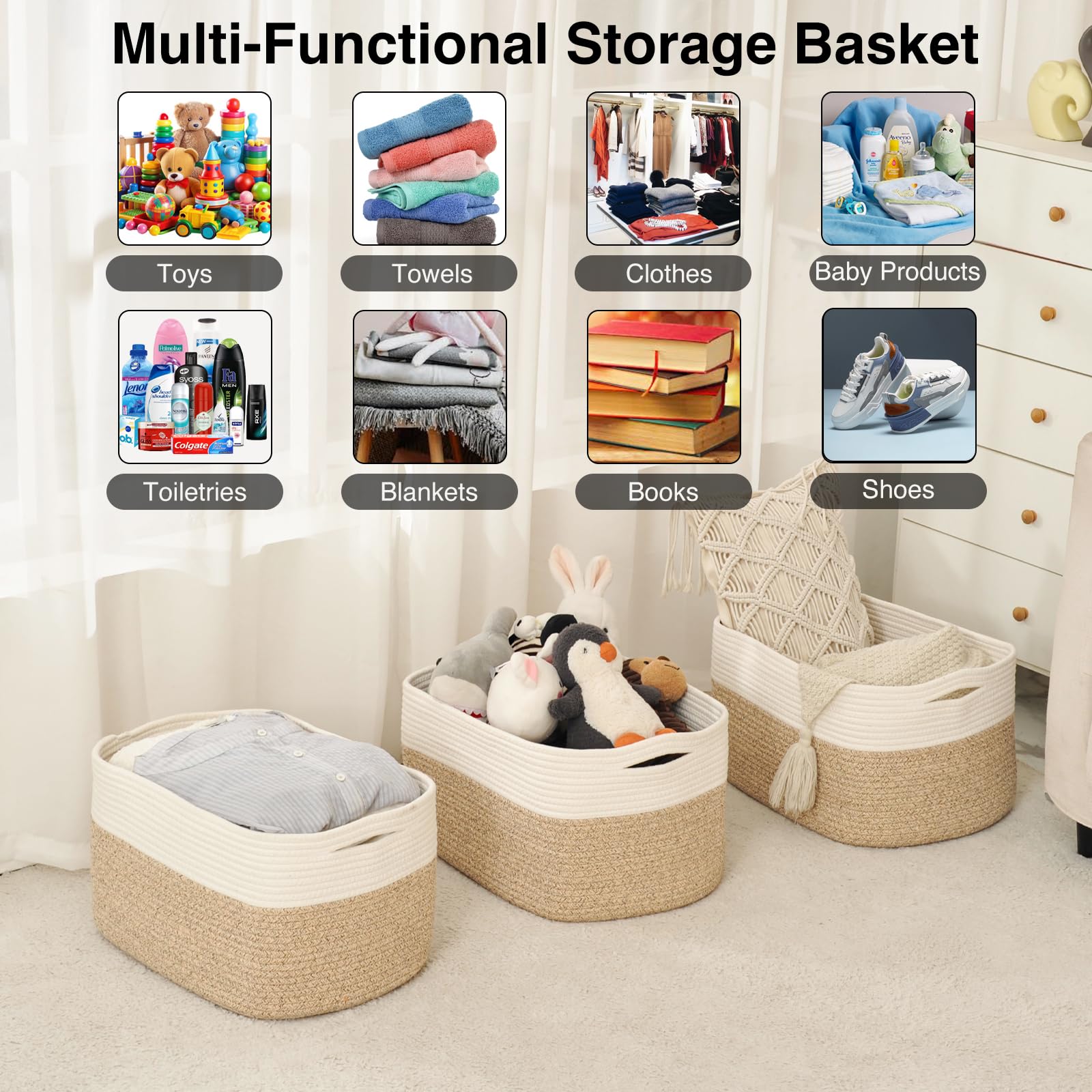 ICERZCZ large storage basket folded flat for compact storage