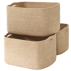 ICERZCZ large storage baskets in brown, folded for space-saving nursery organization.
