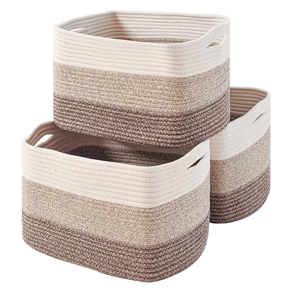 ICERZCZ storage basket with handles for easy carrying and clutter control in living spaces.