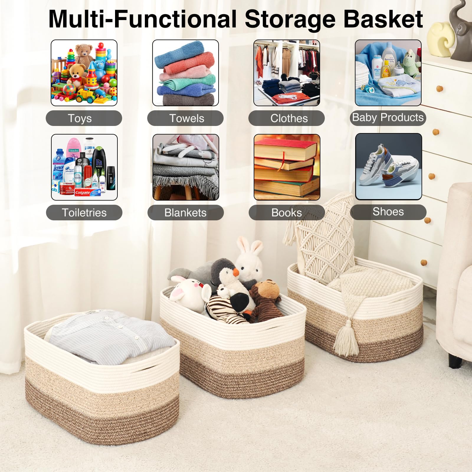 ICERZCZ storage basket in living room for stylish storage and decor