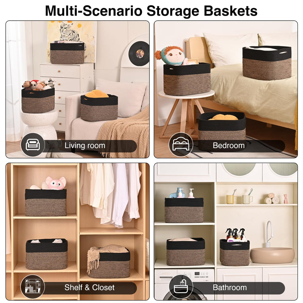 ICERZCZ 3-pack baskets stacked neatly for bedroom decor