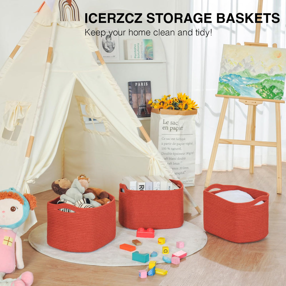 ICERZCZ 3-pack storage baskets enhance decor and practical organization.