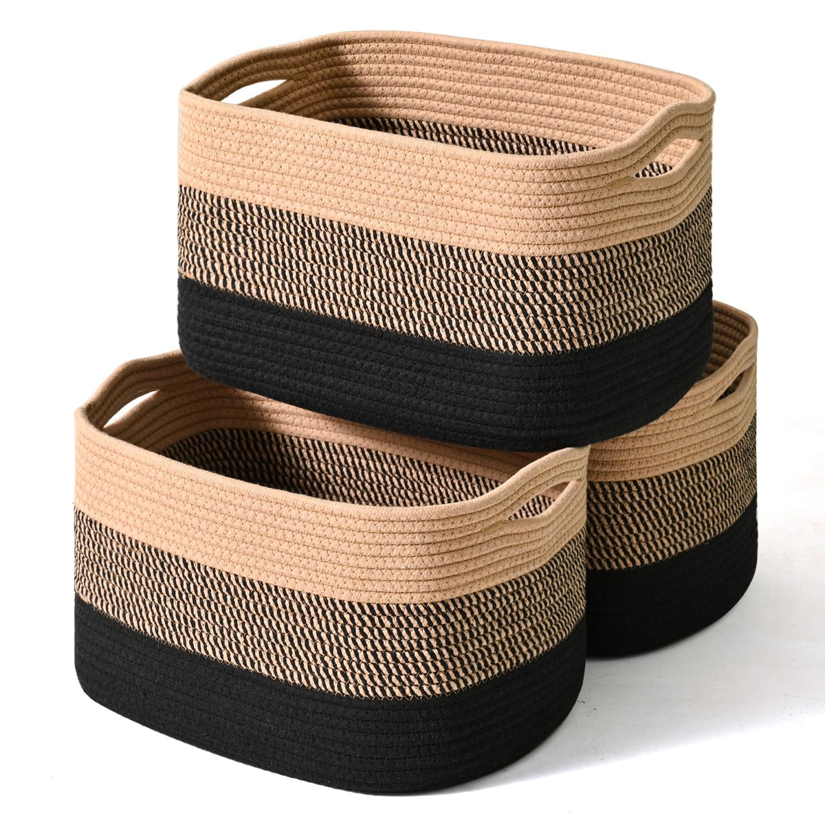 ICERZCZ storage baskets 3-pack gradient open-top design keeps clutter neatly organized.