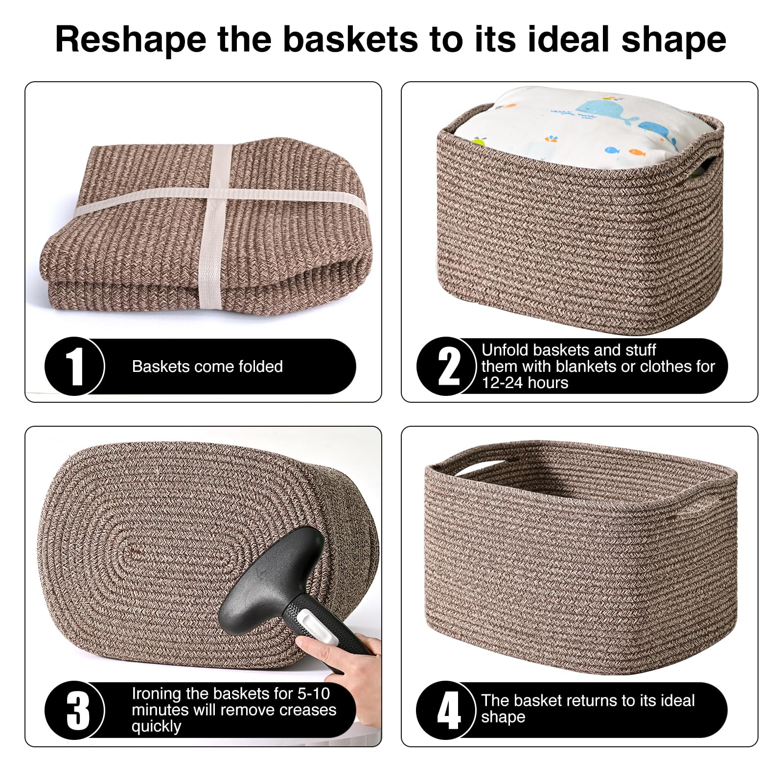 ICERZCZ storage baskets durable design supporting heavier items.