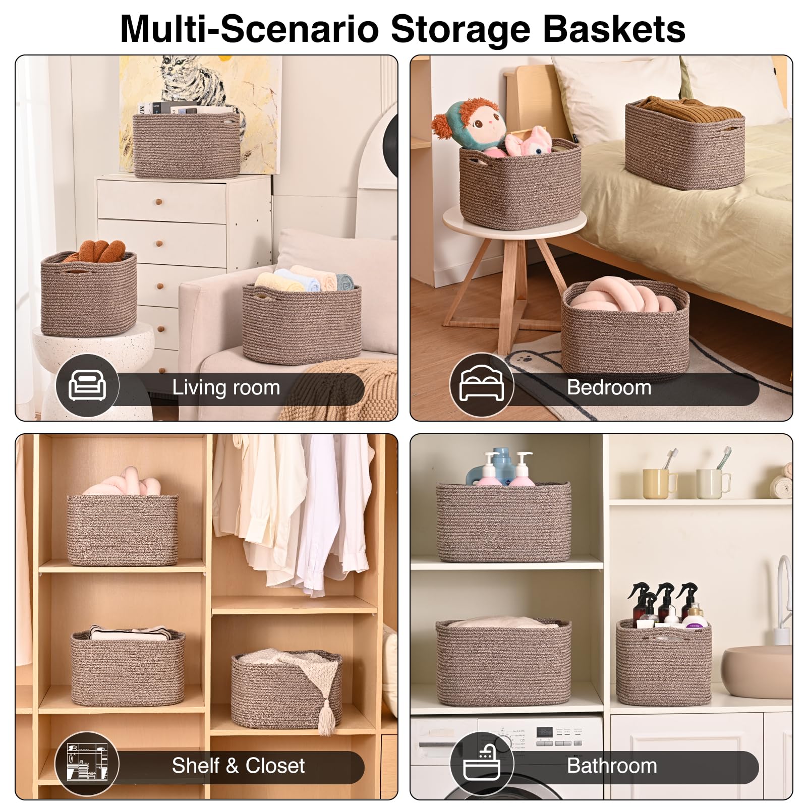 ICERZCZ storage baskets used for toy and towel organization.