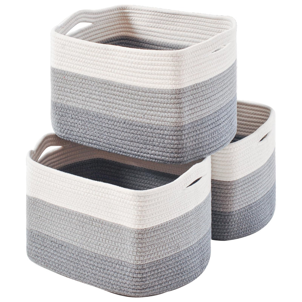 ICERZCZ gradient grey storage baskets front view for stylish clutter management