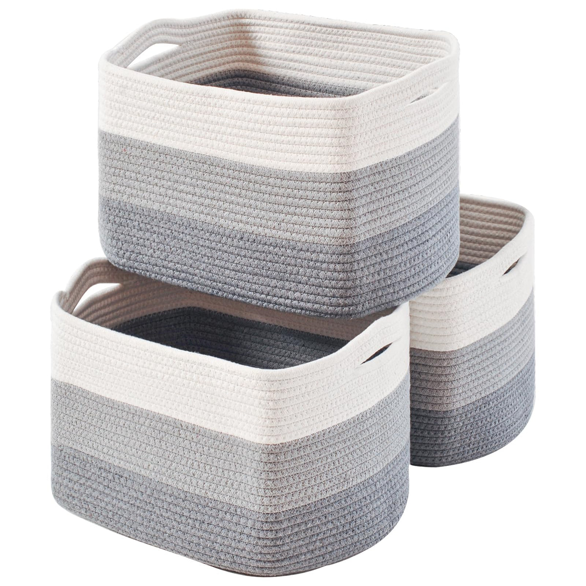 ICERZCZ gradient grey storage baskets front view for stylish clutter management