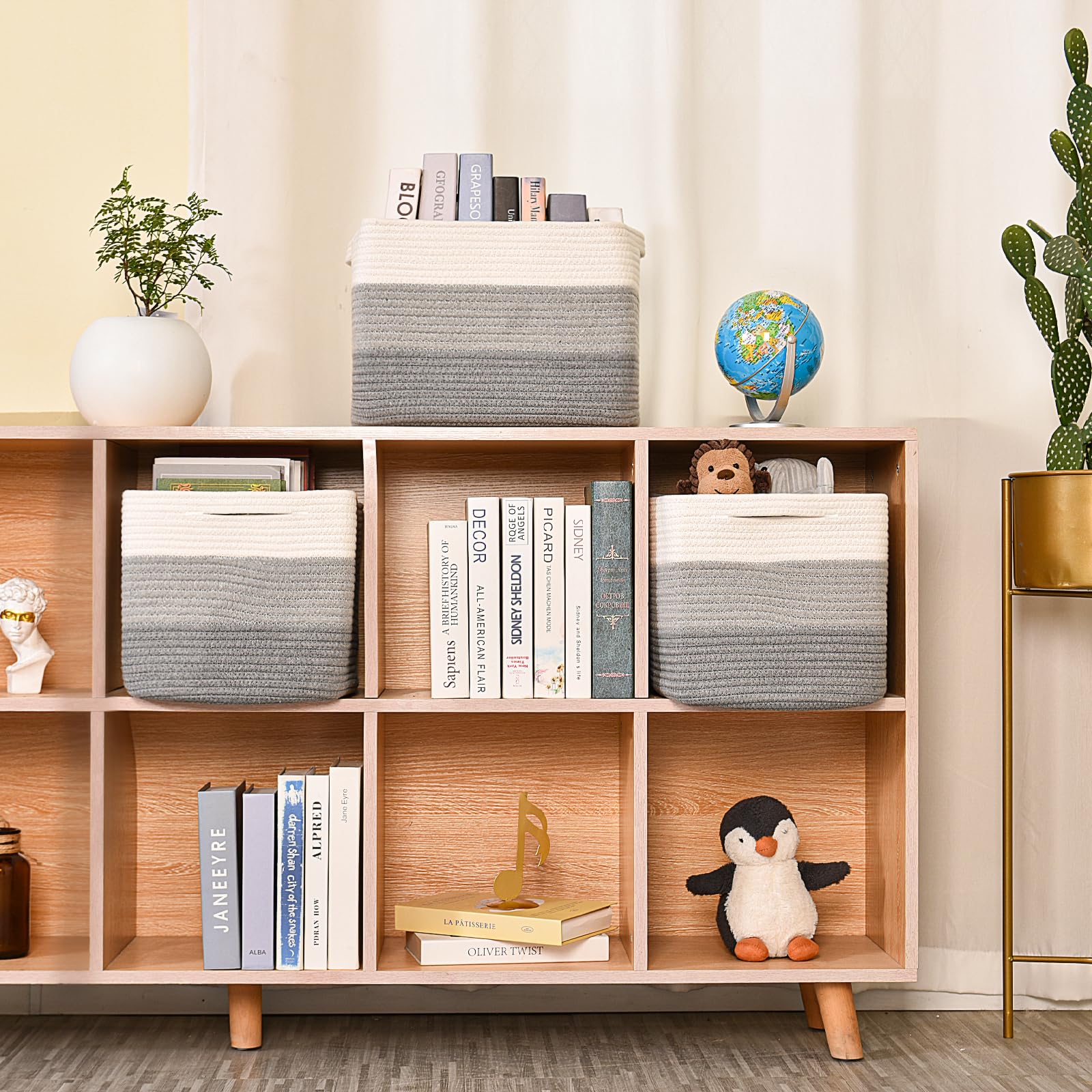 ICERZCZ storage baskets easy-to-carry handles simplify moving items