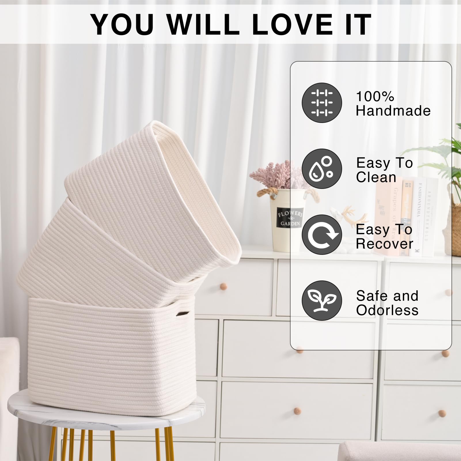 ICERZCZ storage baskets versatile for living room nursery and office storage
