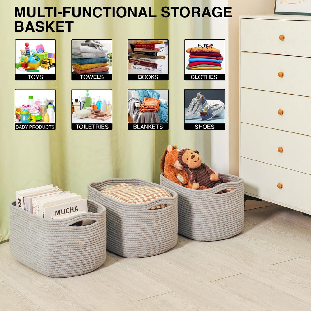 ICERZCZ nursery-gray-towels-books basket organized spaces in a nursery or living room