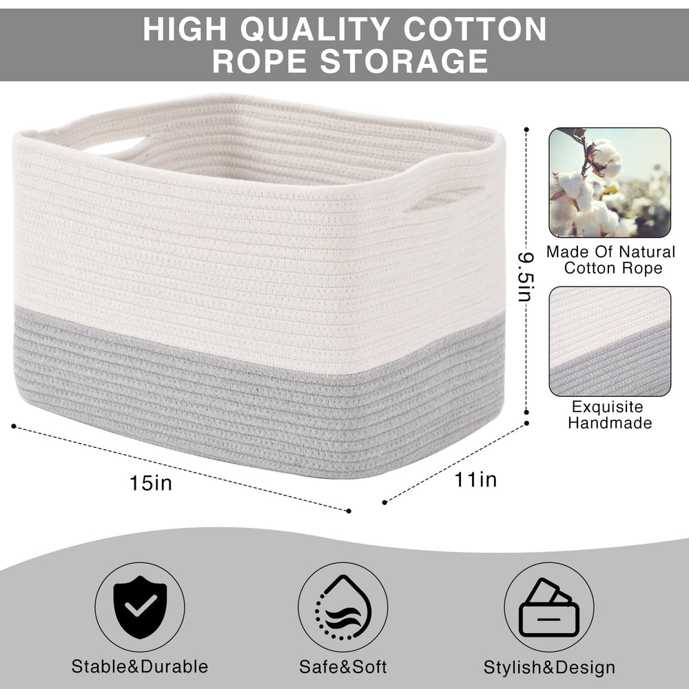 ICERZCZ storage baskets soft-cotton-rope provide durable yet gentle storage for clothes.