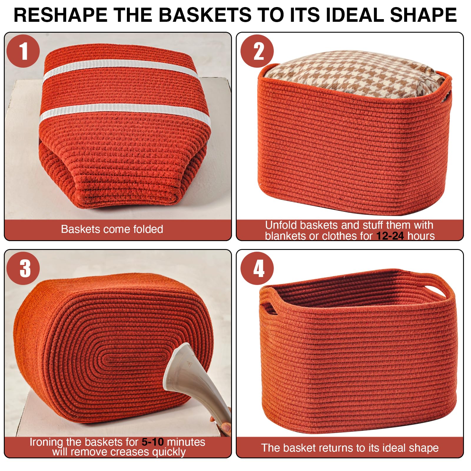 ICERZCZ woven cotton rope baskets add texture and warmth to any room.