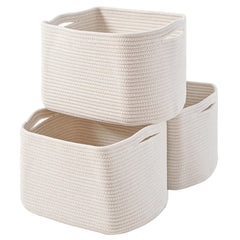 ICERZCZ storage baskets weave closeup showing durable cotton rope weave for sturdy organization