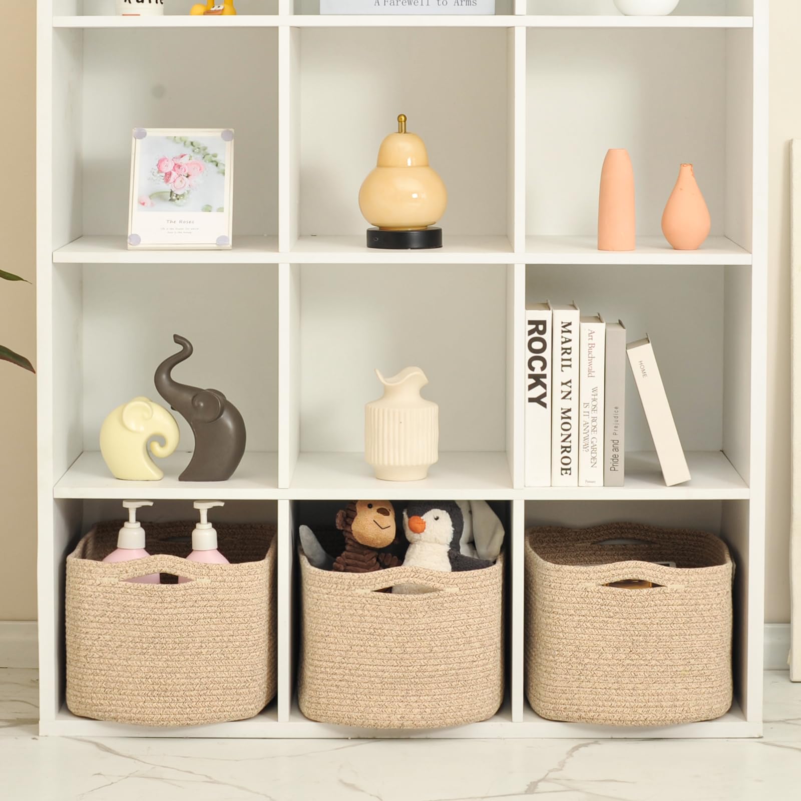 ICERZCZ storage bin with sturdy handles for easy carrying between rooms.