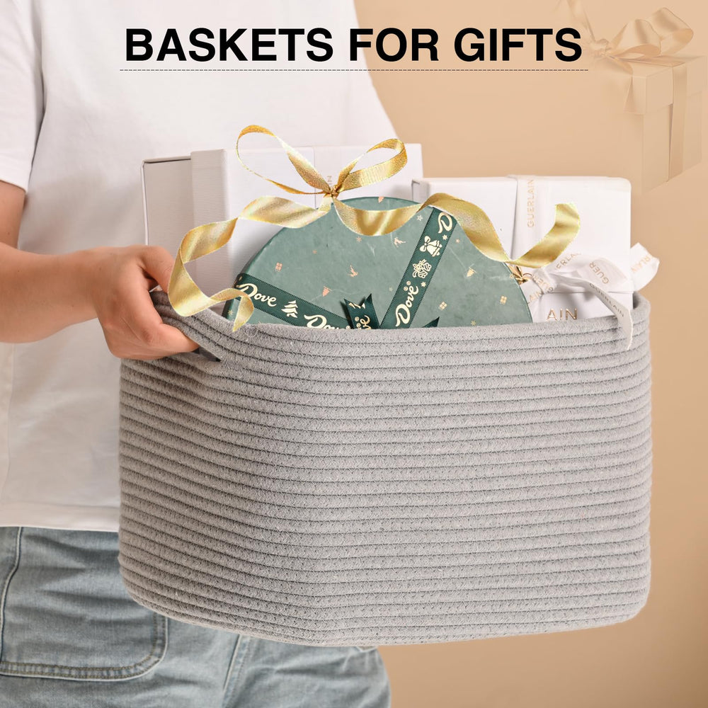ICERZCZ woven cotton rope basket open top demonstrates quick access to everyday essentials