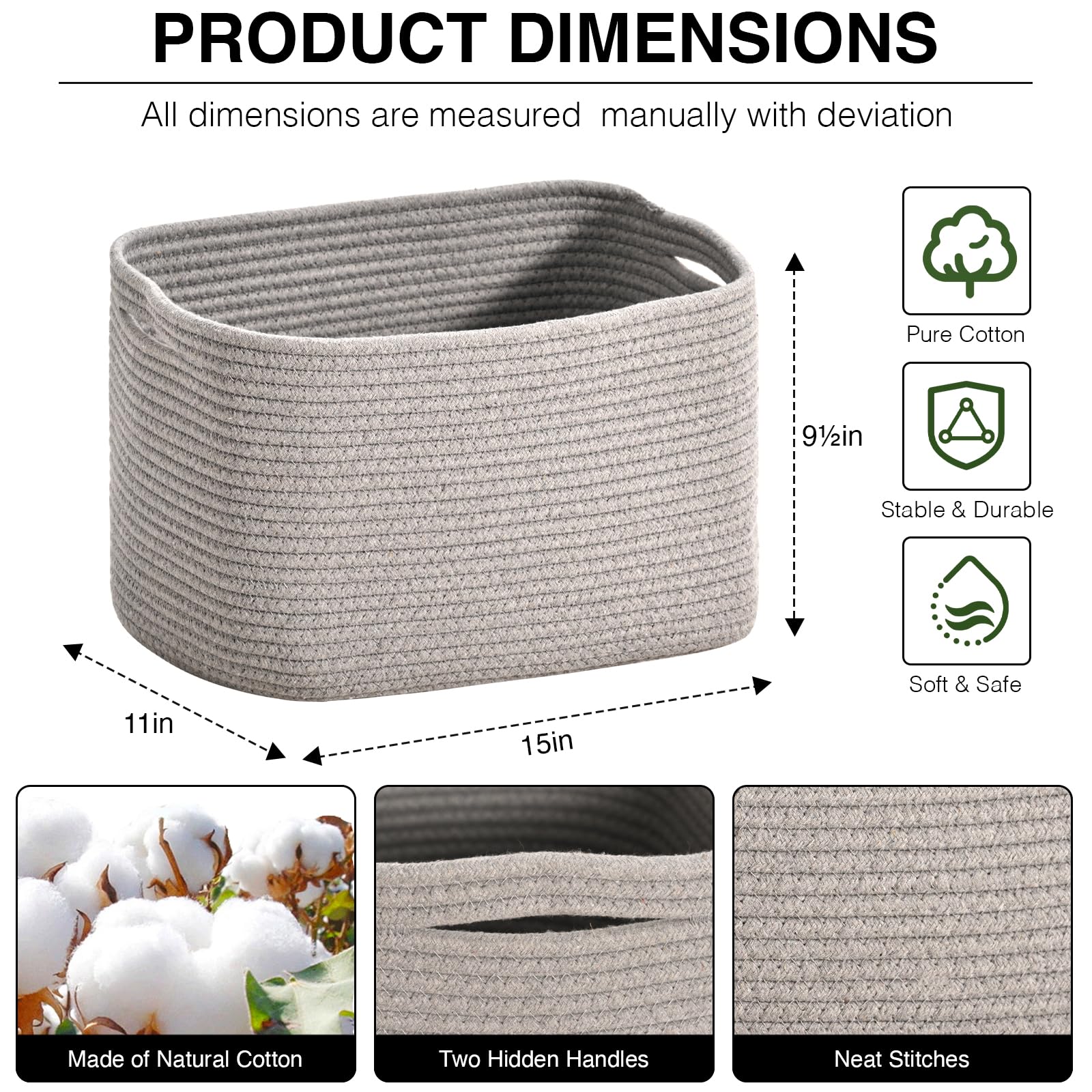 ICERZCZ basket side view highlights depth for storing clothes, toys, or books neatly