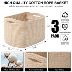 ICERZCZ woven cotton rope basket in brown stores towels neatly.