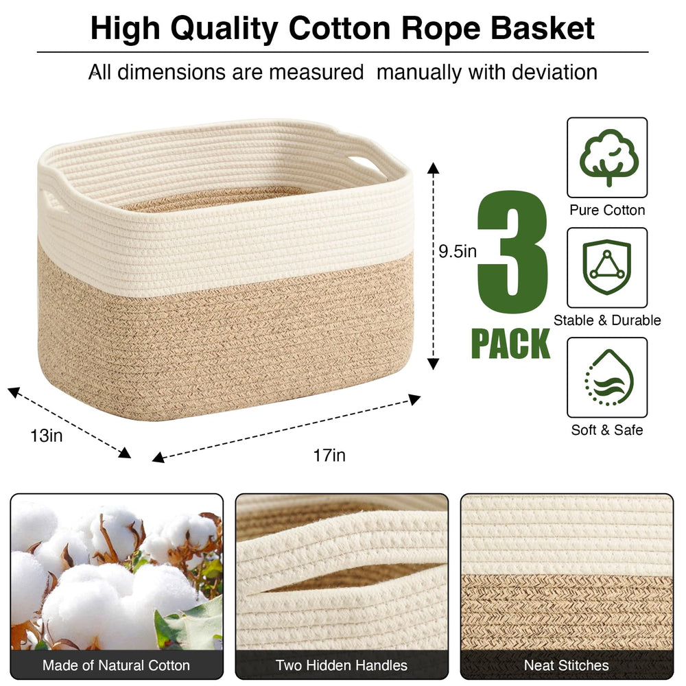 ICERZCZ woven cotton rope bin ideal for nursery toy storage