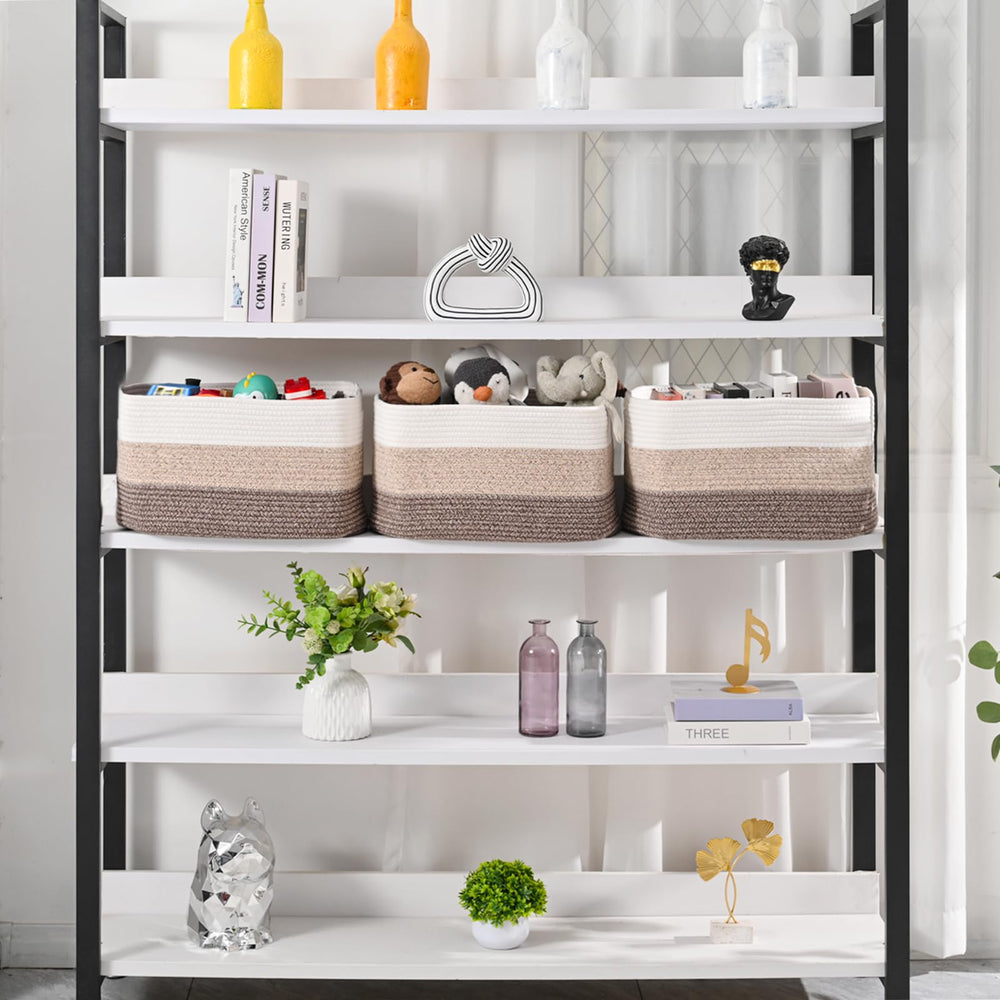 ICERZCZ woven cotton rope bin in nursery for toy and book organization