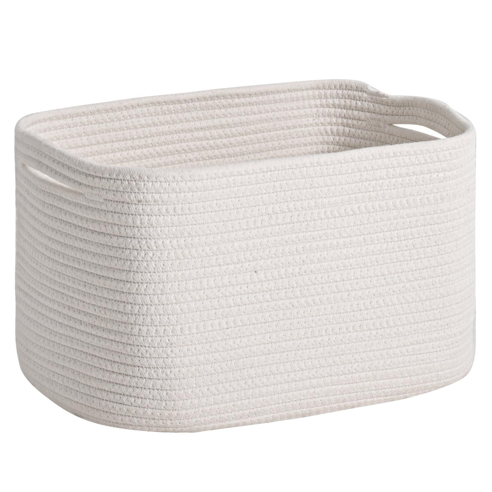 ICERZCZ woven cotton rope storage basket front view shows sturdy organization