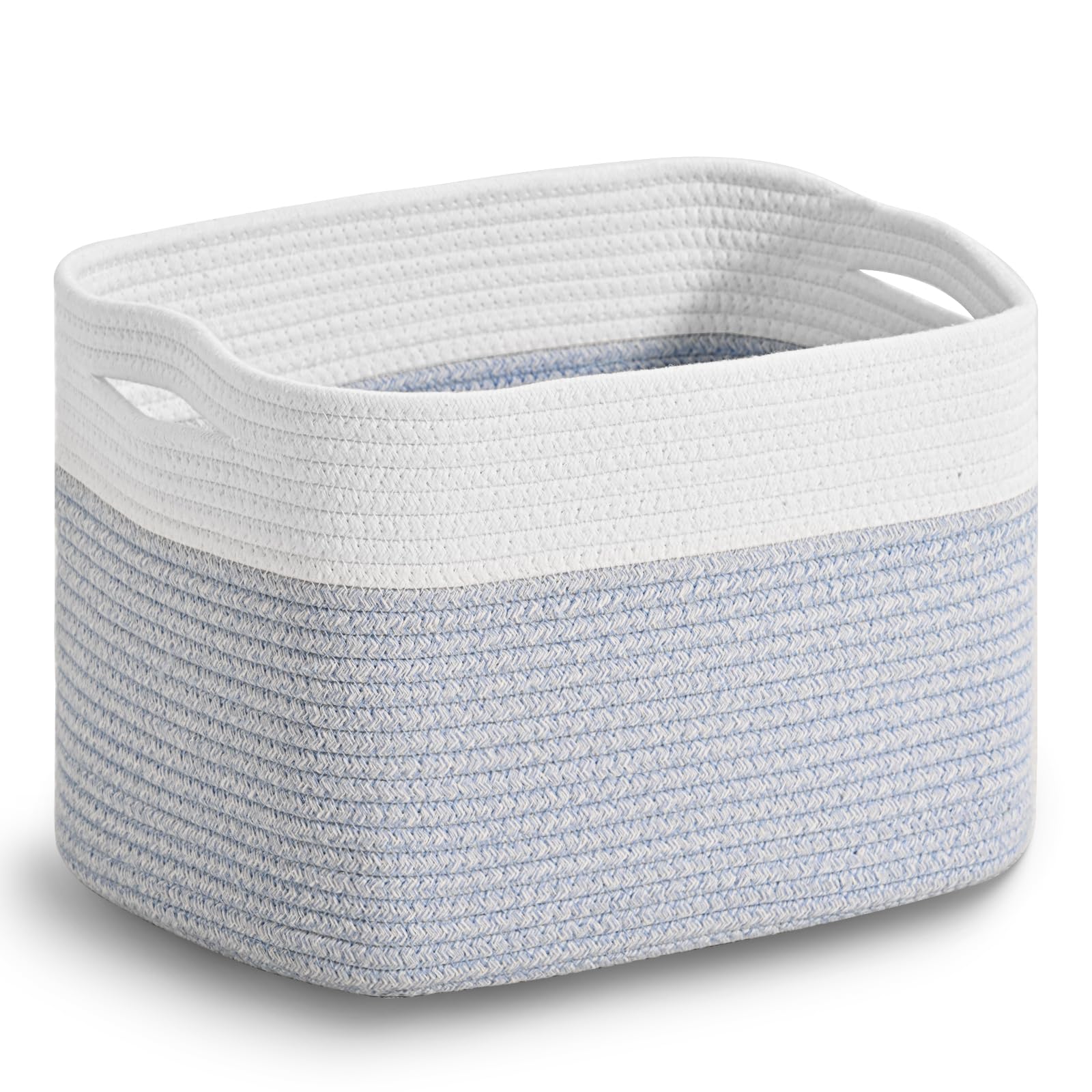 ICERZCZ woven cotton rope storage basket front view for durable organization.