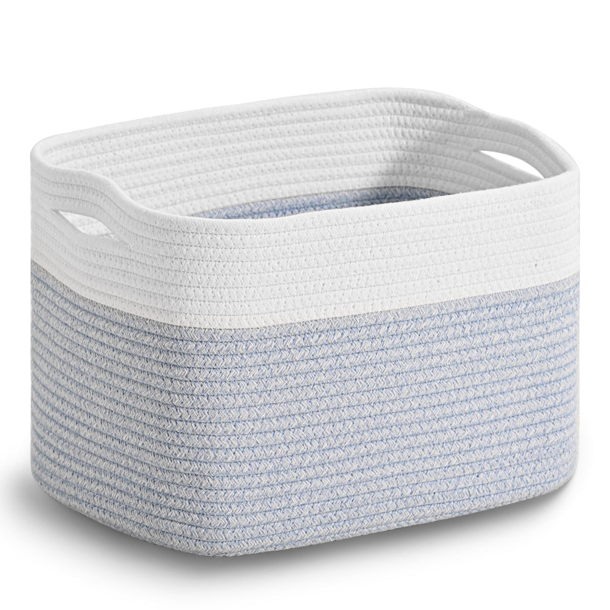 ICERZCZ woven cotton rope storage basket front view for durable organization.