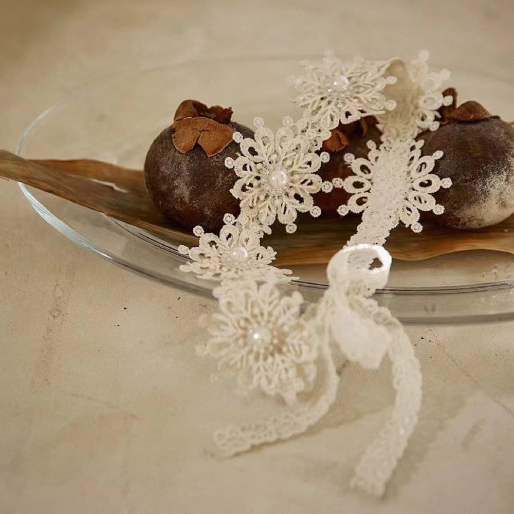 ICKEYOU Floral Crown Headband Beige—perfect for christening and family portraits