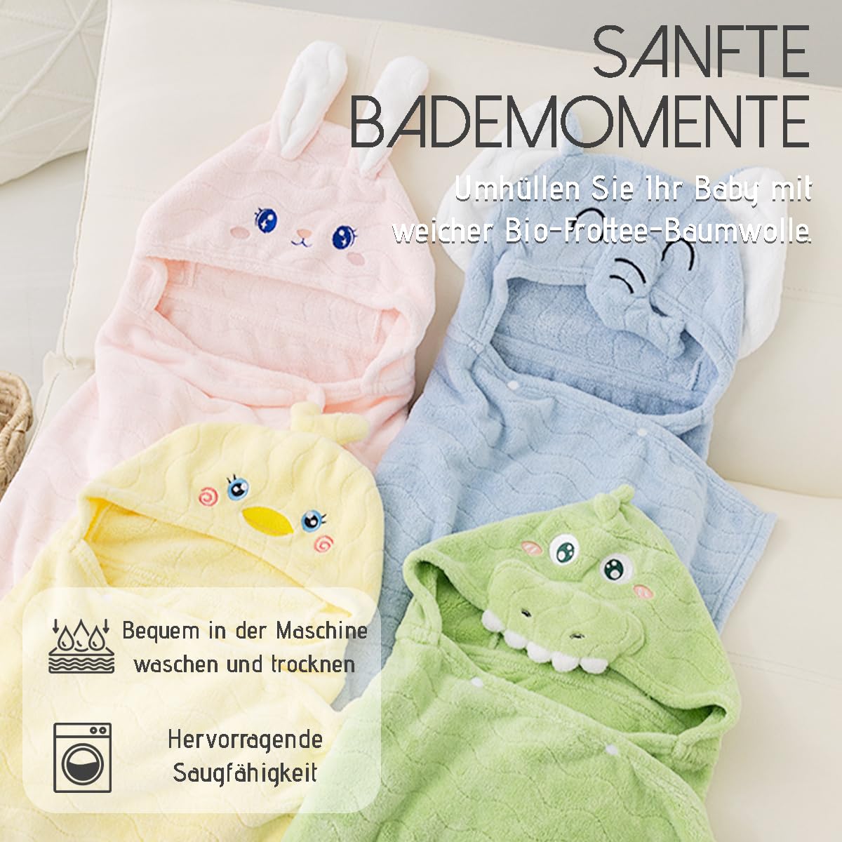 ICKEYOU hooded towel doubles as a cozy blanket or swaddle.