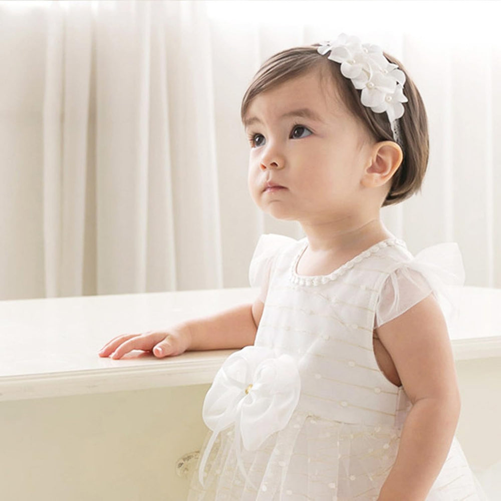 ICKEYOU baby bands pearl accents with elastic fit for secure, comfy wear