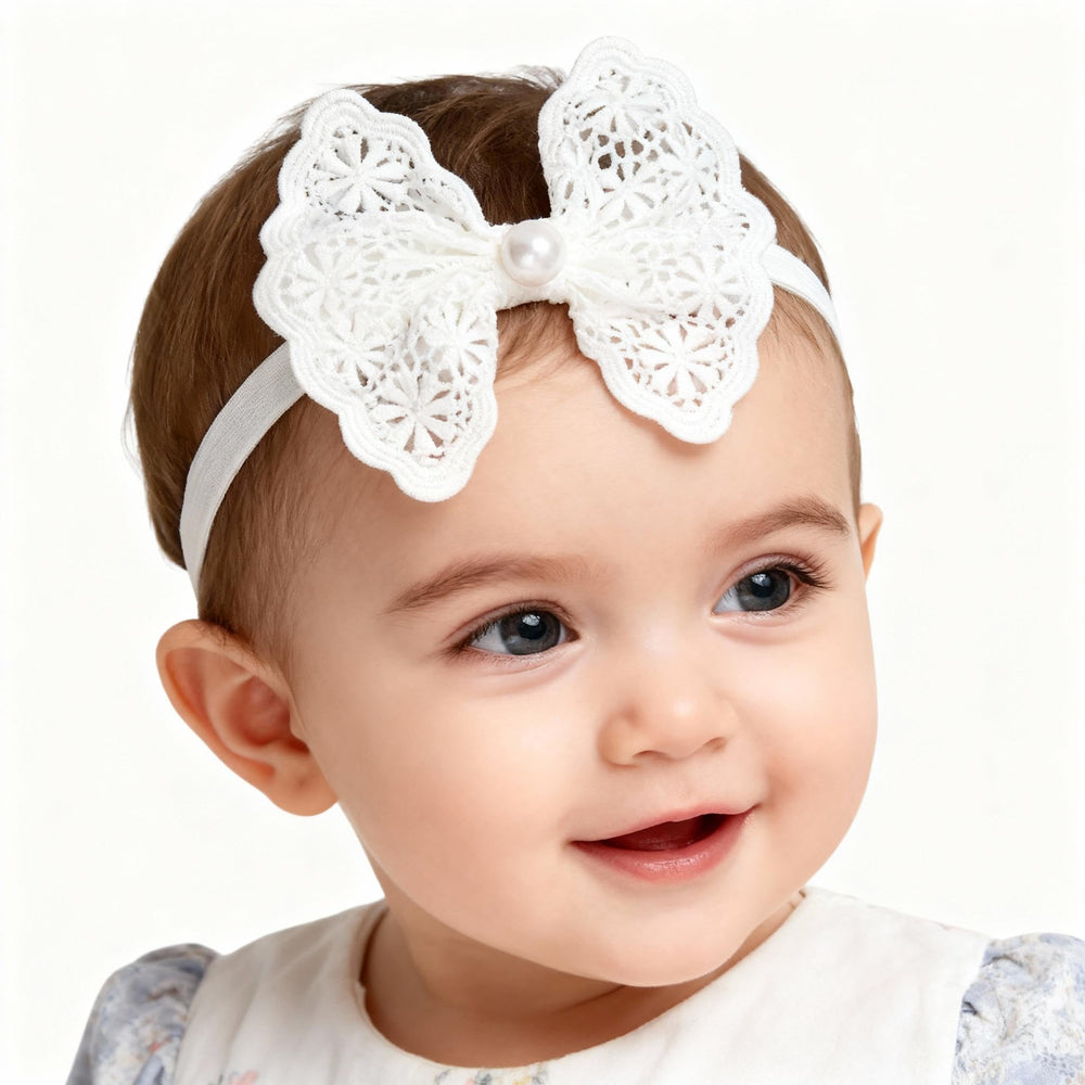 ICKEYOU elastic headband with pearls provides secure all-day wear.