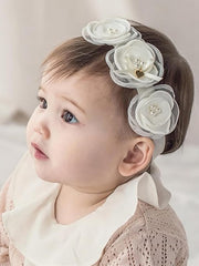 ICKEYOU flower crown headband with lace and three daisies, gentle on delicate skin.