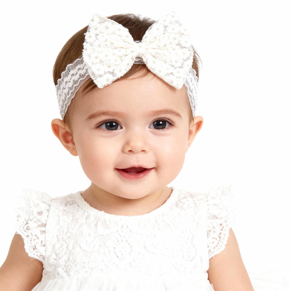 ICKEYOU baby shower headband with lace details for a festive look