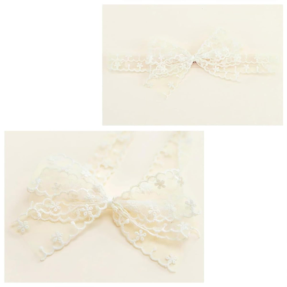 ICKEYOU beige lace headband shown on a baby for neutral styling