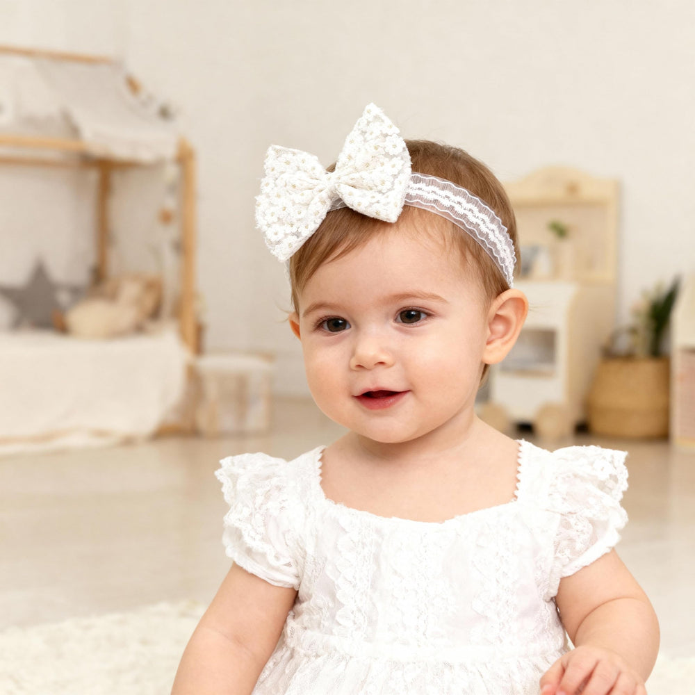 ICKEYOU newborn photography headband with lace bow for adorable portraits