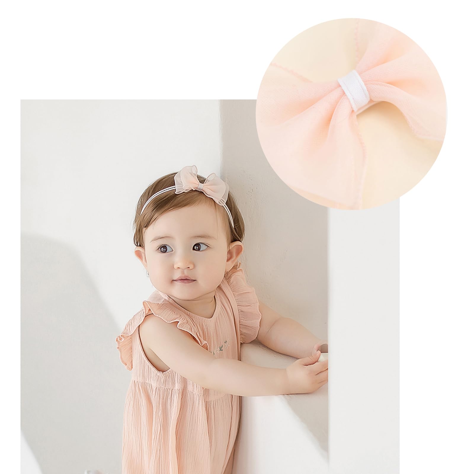 ICKEYOU christening headband; delicate lace bow for special occasions.
