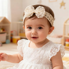 ICK EYOU floral lace headband with comfortable adjustable fit for infants.