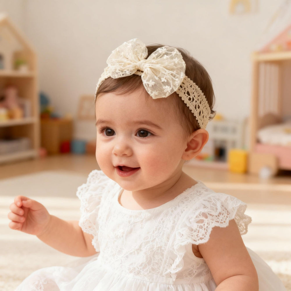 ICK EYOU pink lace bow headband, ideal for photo sessions.