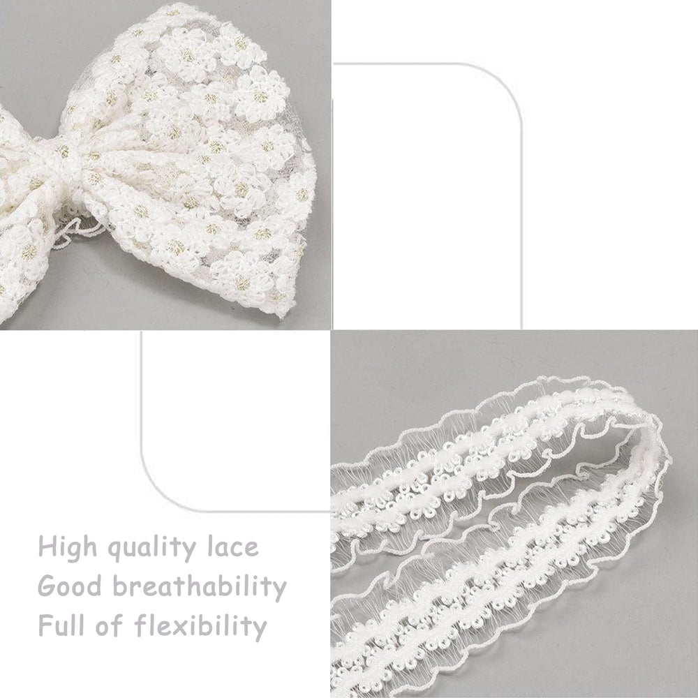 ICKEYOU white flower knot headband on baby model, versatile everyday accessory